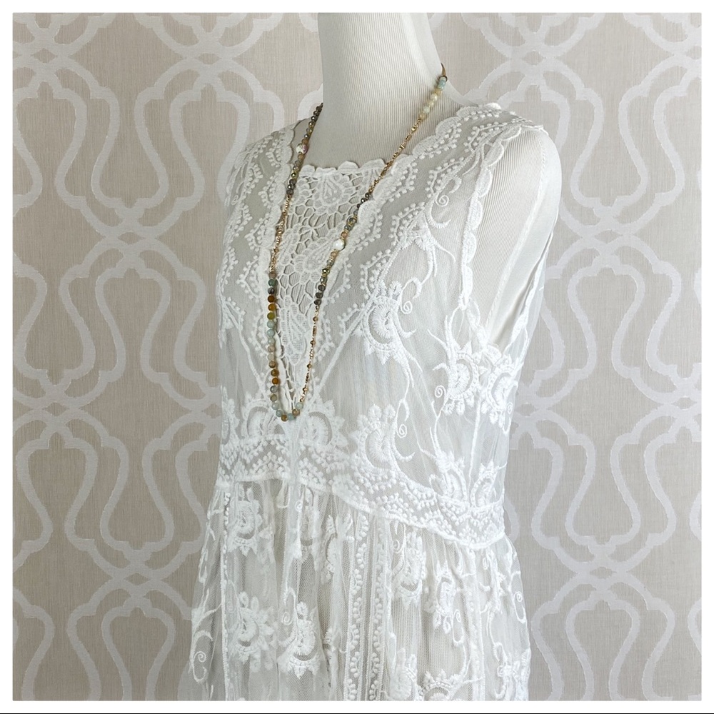 POL Naomi Ivory Lace Cover up Kimono Dress - Picture 11 of 16